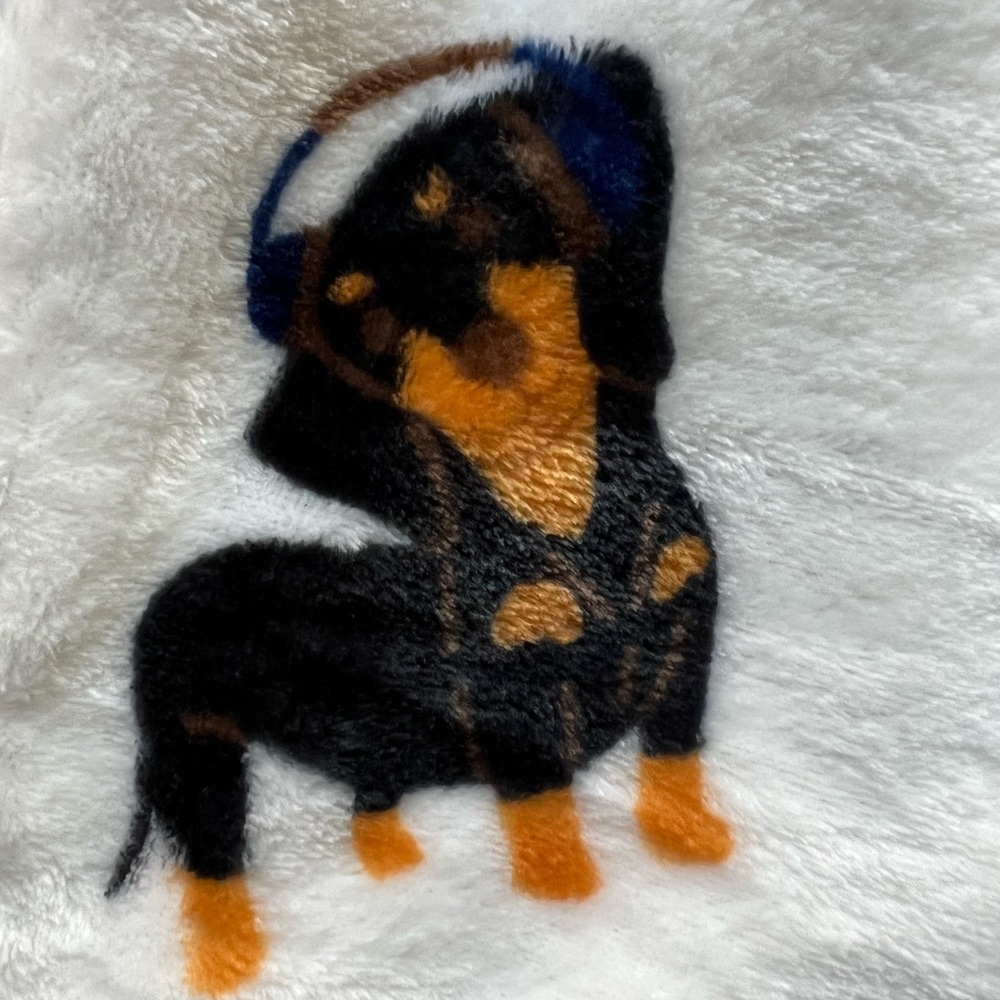Dachshund DJ Plush Throw Blanket - Picture 6 of 7